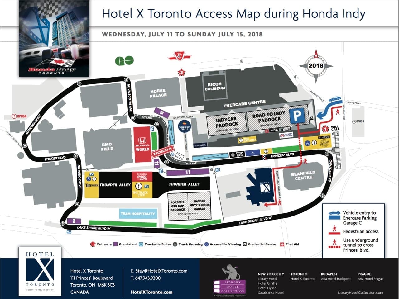 Hotel X Toronto — Access Map during Honda Indy infographic