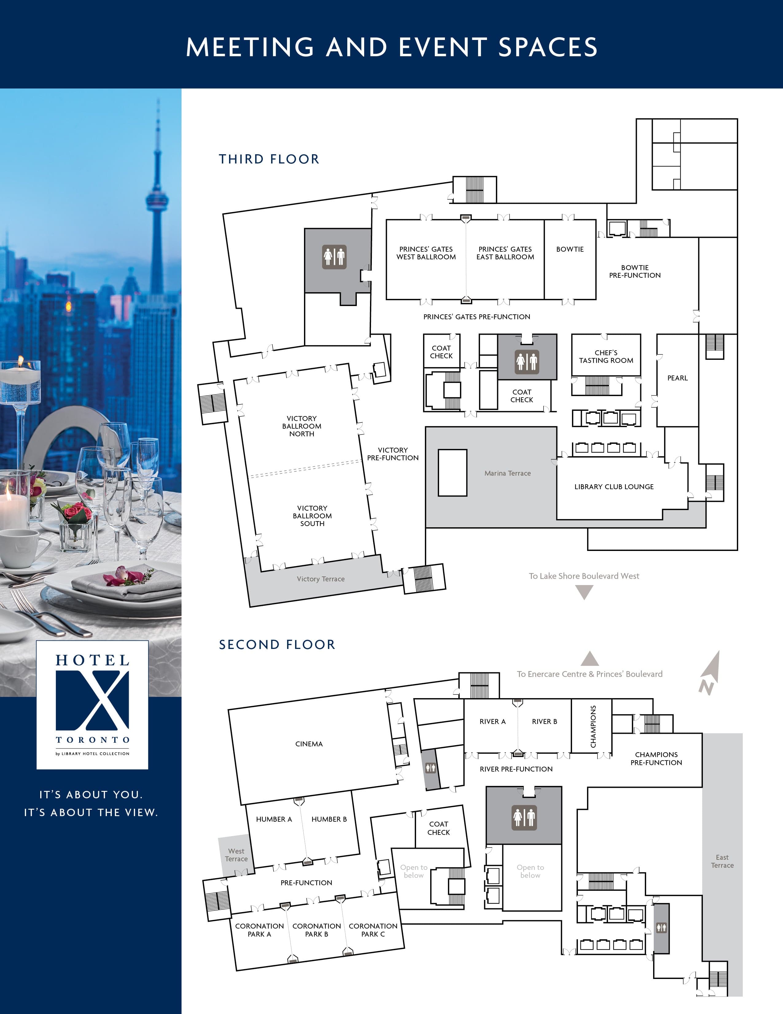 Hotel X Toronto — Map of Meeting and Event Spaces infographic
