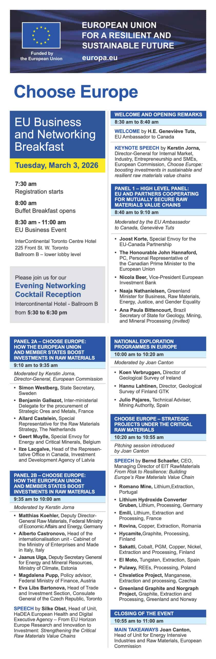 TWG Communications event flyer promoting European networking and business opportunities.
