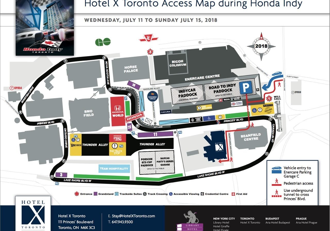 Hotel X Toronto Access Map during Honda Indy